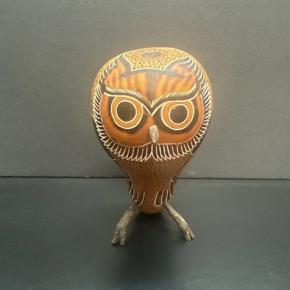 Gourd Owl with Feet /Rattles